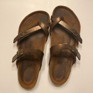 Birkenstock Mayari Brown Leather Strap Toe Loop women’s sandals size 39 size 8